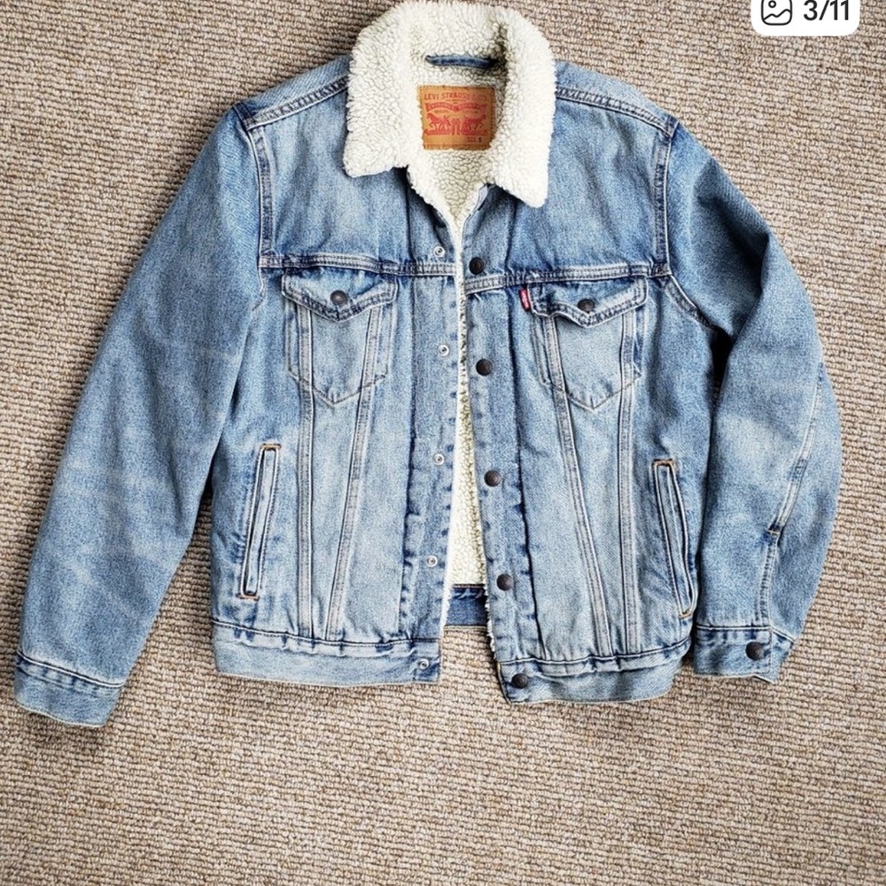 Levi's Sherpa Trucker Jacket Light Wash Men's Small